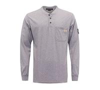 BOCOMAL FR Shirts Flame Resistant Shirt 5.5oz 100% Cotton Light Weight CAT2 Fire Retardant Henley Shirts, Heather Grey, Large