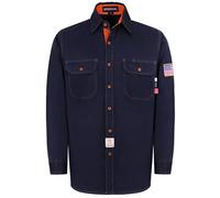 BOCOMAL FR Shirts for Men Flame Resistant 100% C NFPA2112 Fire Retardant Welding Shirt Water & Oil Repellent Finish, Buttons-Navy, XL