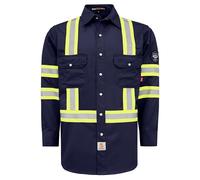 BOCOMAL FR Shirts High Visibility/Hi Vis Flame Resistant/Fire Retardant Shirt 7.5oz Men's Reflective Shirts, Navy/Hi Vis, Large