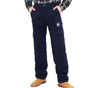 BOCOMAL Men's FR Field Pants Fire Retardant Lightweight 7.5oz 100% Cotton Navy Elastic Waist Pants - Blue - 34W x 32L