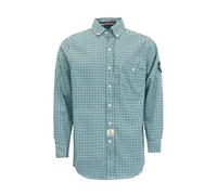 BOCOMAL Men's FR Shirts Printed Plaid Button Up 6.5oz Lightweight Workwear, Buttons-lemon, XXL