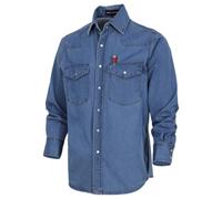 BOCOMAL Non FR - Men's Denim Work Shirt Western Pearl Snap Relaxed Fit, Navy Blue, 3XL