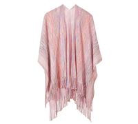 BOCOSO Women's Knit Shawl Wraps, Knitted Poncho Cape Open Front Cardigan Sweater with Tassel for Spring Fall Winter, Pink, One size (39"*59")