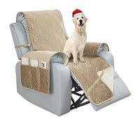 BOCTOPUG Velvet Recliner Chair Cover 30 Inches Sofa Slipcover Waterproof Recliner Slipcover Reversible Sofa Cover Water Resistant Couch Cover for Dogs Pets (Beige, 30")