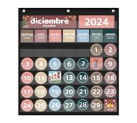 Boczif Classroom Graphic Pocket Monthly Calendar, Learning Week Days for Home or Kindergarten, Teacher School Kids Must Have Supplies (Spanish Black)