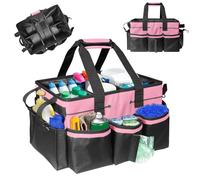 Boczif Cleaning Caddy Bag Wearable, Cleaning Caddy Supplies Organizer with Handle, Shoulder Straps & Detachable Divide, Cleaning Tool Organizers Tote Bag for Cleaners & Housekeepers (Pink)