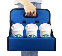 Boczif Cup Caddy Portable Drink Carrier or Cans Reusable, 6-Cup Holder with Handle, Folds Flat, Carry Coffee, Wine, Cocktails, Safely Secures Hot and Cold Beverages- for Delivery and Take Out (blue)