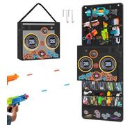 Boczif Over the Door Organizer for Toy Guns, Toys Storage Door Hanger with 10 Pockets Shooting Practice Mesh Bagand Slots, for Toy Guns, Darts, Game Room Bedroom Over Doors Storage Organizer