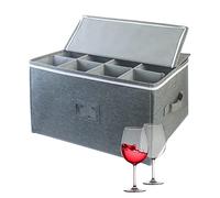 Boczif Wine Glass Storage Cases, Stemware Storage Chest Boxes with Dividers, Glassware Storage Containers Holds 12 Red or White Wine Glasses, Champagne Flutes, Crystal, Drinkware with Label Window