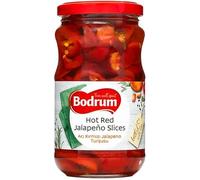 BOD-rum's 370cc Red Jalapeno Hot Sliced Jalapenos in Water Acidic Spice Great Dishes Real Mexican Dishes Product of Turkey Origin 330G Pack of 1