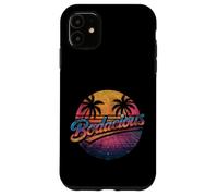Bodacious 80s Retro Aesthetic Synthwave Palm Trees Sunset Case for iPhone 11