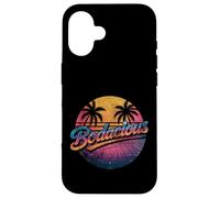 Bodacious 80s Retro Aesthetic Synthwave Palm Trees Sunset Case for iPhone 16
