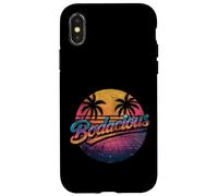 Bodacious 80s Retro Aesthetic Synthwave Palm Trees Sunset Case for iPhone X/XS