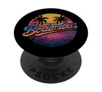 Bodacious 80s Retro Aesthetic Synthwave Palm Trees Sunset PopSockets Adhesive PopGrip