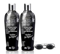 Bodaciously Black 50XX Ultra Dark Tanning Lotion 250ml 2 Pack with Goggles - Instant Bronzing Gelee for Fast Deep Colour and Ultra Moisturised Skin for Indoor or Outdoor Tanning