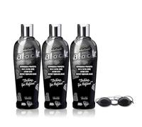 Bodaciously Black 50XX Ultra Dark Tanning Lotion 250ml 3 Pack with Goggles - Instant Bronzing Gelee for Fast Deep Colour and Ultra Moisturised Skin for Indoor or Outdoor Tanning