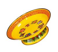 BODAHL Buddhist Offering Plate Buddhist Fruit Plate Traditional Chinese Round Serving Plates Vintage Enamel Dessert Tray for Altar