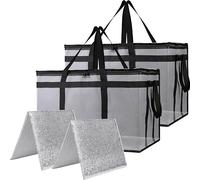 Bodaon 2PK Cooler Insulated Food Delivery Bag with Reinforced Bottom for Doordash/Uber Eats, XXX-Large Thermal Bags for Catering/Hot Pizza, Travel/Camping/Picnic, Grocery Reusable Warmer and Frozen