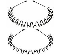 bodbop XINGZHE Metal Hair Bands Women Fashion Headbands for Men Sports Headband Unisex Head Band Hair Hoop with Elastic Non Slip Wavy Teeth, 2 PCS Black