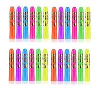 Boddceto 24 Pcs Glow in the Black Lights Face Paint Crayons Fluorescent Crayon Sets Face Body Paint Fluorescent Halloween Masquerade Makeup for Adult