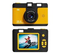 Boddceto 4K Digital Camera Retro Dual Lens Multifunction CCD Instant Thermal Camer for Travel Students Compact Photography Yellow