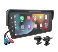 Boddceto Portable 6.86 Inch Motorcycle DVR Wireless Carplay Android Auto Screen GPS Display Monitor Dual AHD Cameras