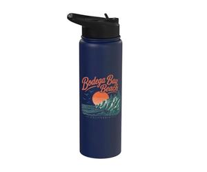 Bodega Bay Beach California Sunset Ocean View Stainless Steel Insulated Water Bottle