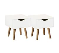 Bedside Cabinet 1 Drawer Bedroom Side Table for Storage Wooden Legs Home Source White One Size