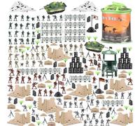 Boderam 250 PCS Army Men Army Soldier Plastic Toys, Military Action Figures Playset Kids Military Soldiers Bucket with Tanks, Planes, Soldier Figures and Accessories For Boy Girls
