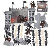 Boderam Medieval Castle Knights Toys 254PCS Ancient Soldier Warriors Figures Toy Army Men Action Figure Playset Plastic Military Base Set Toy with Cavalry Arrow Tower Storage Bag for Boys Girls Kids