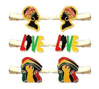 Boderier 6 Pack Juneteenth Hair Clip for Women Girls Juneteenth 1865 Black Queen Live Fight Hair Clip Holiday Accessories LIVE