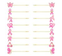 Boderier Breast Cancer Awareness Hair Clips Pink Ribbon Hair Bobby Pin Hope Butterfly Ribbon Hairpin Breast Cancer Awareness Accessories Gifts for Women 16 Pack