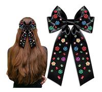 Boderier Christmas Hair Bows for Women Girls Christmas Bows Hair Bows Clip Crystal Jeweled Ribbon Bows Christmas Outfits Hair Accessories Party Favors Gifts Christmas Bows Black