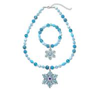 boderier Christmas Snowflake Necklace Blue Beaded Snowflake Pendant Necklace Bracelets Winter Snowflakes Princess Jewelry Christmas Gifts for Grandkids, One Size, Bead, No Gemstone