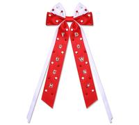Boderier Football Accessories Hair Bows for Women Beaded Touch Down Hair Bow Clip Long Tail Satin Ribbon Bow Barrette Hair Clip Sports Fan Game Day Outfits Accessories for Women Red White