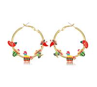 Boderier Gold Hoop Earrings for Women Cinco De Mayo Sombrero Pinata Fiesta Earrings Mexican Holiday Carnival Jewelry Gifts, Zinc, No Gemstone