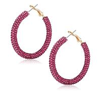 Boderier Hoop Earrings Bohemian Rainbow Leopard Sparkle Pave Crystal Rhinestone Wrapped Hoop Earrings for Women Girls, Crystal, not know