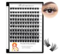 Bodermincer Lash Clusters D Curl Black/Brown/Colored Lashes 10-12-14/12-14-16/16-18-20mm Mixed Lash Clusters Kit For Beginner (B01-Black-14mm)