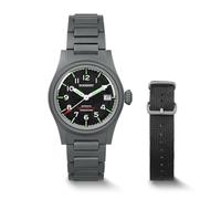 BODERRY Men's 38mm Titanium Watch, Automatic, Military, Day/Date Function, 100M Waterproof, Nylon Strap, Japanese NH35 Movement, Screw-Down Crown - LANDMASTER
