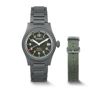 BODERRY Men's 38mm Titanium Watch, Automatic, Military, Day/Date Function, 100M Waterproof, Nylon Strap, Japanese NH35 Movement, Screw-Down Crown - LANDMASTER