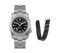 BODERRY Men's Voyager Titanium Automatic Field Watch 40mm Military Watch Day Date Function 100M Waterproof with Titanium Bracelet Japanese Mechanical Movement & Screw Down Crown