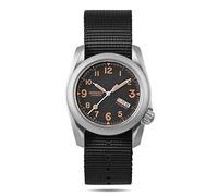BODERRY Men's Voyager Titanium Automatic Field Watch 40mm Military Watch Day Date Function 100M Waterproof Nylon Strap Japanese Mechanical Movement Screw Down Crown