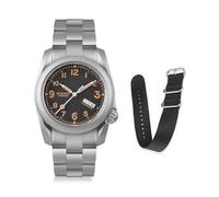 BODERRY Men's Watch Titanium Automatic Field Watch 40mm Military Watch Day Date Function 100M Waterproof with Titanium Bracelet Japanese Mechanical Movement & Screw Down Crown-Voyager