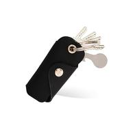 Bodesa Valore Premium Quality Key Bag Made of Genuine Leather, Key Case with Shopping Trolley Remover, Key Organiser for 1-6 Keys, Key Ring with Bottle Opener, black, 7,3 x 3,5 x 1,5 cm