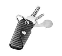 Bodesa Valore Premium Quality Key Bag Made of Genuine Leather, Key Case with Shopping Trolley Remover, Key Organiser for 1-5 Keys, Key Ring with Bottle Opener, carbon, 7,3 x 3,5 x 1,5 cm