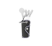 Bodesa Valore Premium Quality Key Bag Made of Genuine Leather, Key Case with Shopping Trolley Remover, Key Organiser for 1-5 Keys, Key Ring with Bottle Opener, Carbon special design, 7,3 x 3,5 x 1,5