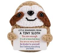 Bodeshis 1 Knitted Sloth, Emotional Support Gift, Positive Crochet Animals, Sloth Gifts for Women, Proud of You Gifts, Knitted Sloths Inspirational Gift for Women Birthday Graduation, 7.5cm x 6cm
