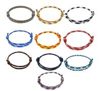 Bodeshis 10 Paracord Bracelets, Adjustable Rope Bracelet for Men, Survival Bracelet Set with Sliding Knots, Durable Nautical Braided Wristbands for Boys and Teens