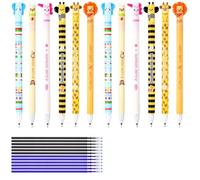 Bodeshis 12 Pcs Blue erasable pens with 6 Black Refills and 6 Blue Refills,rub out pens，Erasable Gel Pens for School Note-Taking and Homework Correction, Office Meeting Minutes and Document Editing
