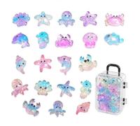 Bodeshis 35 Piece glass animals figures mini with 1 Storage Suitcases, resin animals rare for Aquarium Decor and Fairy Gardens